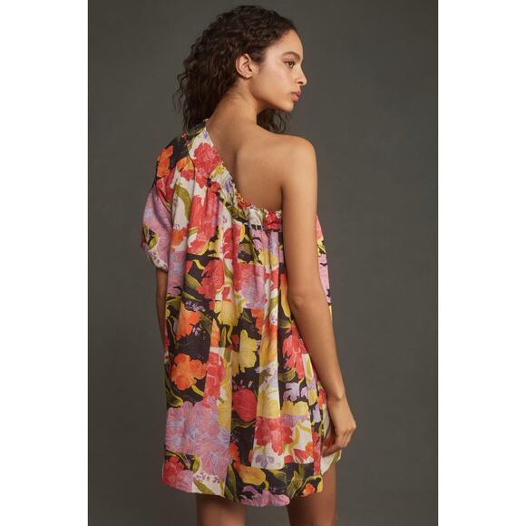 nwt ANTHROPOLOGIE x YUKIKO NORITAKE sz L One-Shoulder Mini Shift Dress - Picture 3 of 4